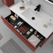 Meuble salle de bains + Vasque 100cm 2 tiroirs Red Satin ATTILA - SALGAR 104918