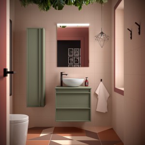 Meuble salle de bains 60cm 2 tiroirs Green Satin ATTILA - SALGAR 104941