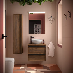 Meuble salle de bains 60cm 2 tiroirs Noyer Maya ATTILA - SALGAR 104945