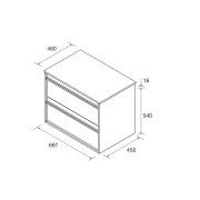 Meuble salle de bains 70cm 2 tiroirs Red Satin ATTILA - SALGAR 104950