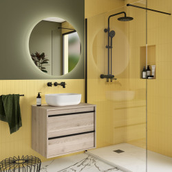 Meuble salle de bains 70cm 2 tiroirs Chêne Naturel ATTILA - SALGAR 104951