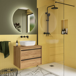 Meuble salle de bains 70cm 2 tiroirs Chêne Africain ATTILA - SALGAR 104952