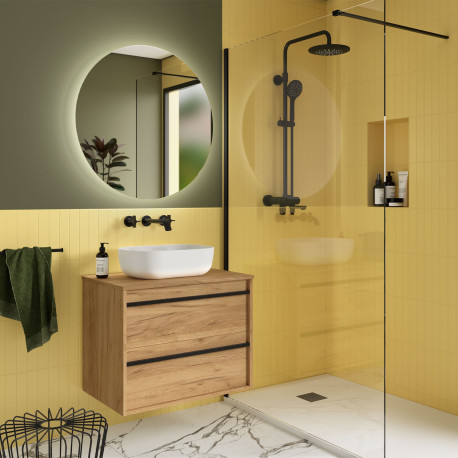 Meuble salle de bains 70cm 2 tiroirs Chêne Africain ATTILA - SALGAR 104952