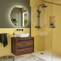 Meuble salle de bains 70cm 2 tiroirs Noyer Maya ATTILA - SALGAR 104953