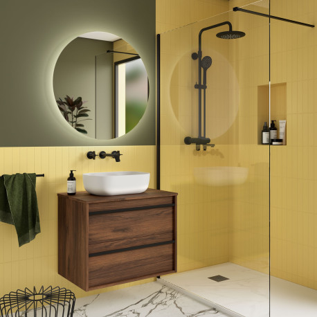 Meuble salle de bains 70cm 2 tiroirs Noyer Maya ATTILA - SALGAR 104953