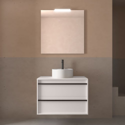Meuble salle de bains 80cm 2 tiroirs White Satin ATTILA - SALGAR 104954
