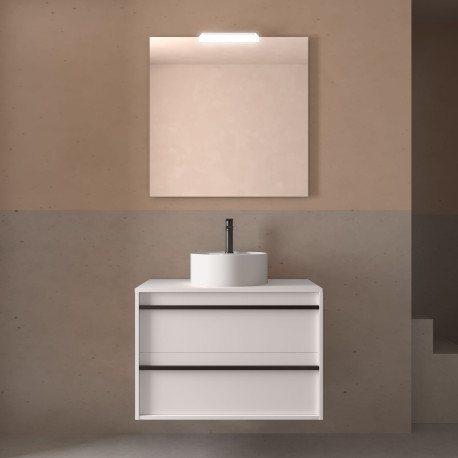 Meuble salle de bains 80cm 2 tiroirs White Satin ATTILA - SALGAR 104954