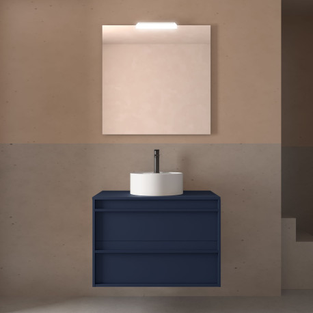 Meuble salle de bains 80cm 2 tiroirs Blue Satin ATTILA - SALGAR 104956