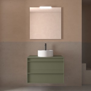 Meuble salle de bains 80cm 2 tiroirs Green Satin ATTILA - SALGAR 104957