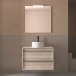 Meuble salle de bains 80cm 2 tiroirs Chêne Naturel ATTILA - SALGAR 104959