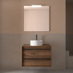 Meuble salle de bains 80cm 2 tiroirs Noyer Maya ATTILA - SALGAR 104961