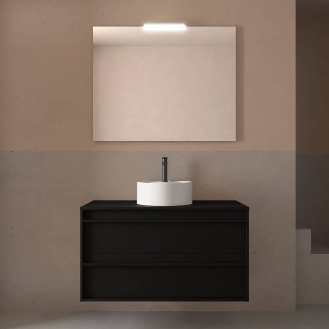 Meuble salle de bains 100cm 2 tiroirs Black Satin ATTILA - SALGAR 104965