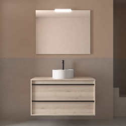 Meuble salle de bains 100cm 2 tiroirs Chêne Naturel ATTILA - SALGAR 104969
