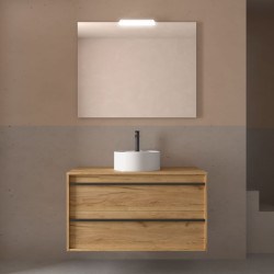 Meuble salle de bains 100cm 2 tiroirs Chêne Africain ATTILA - SALGAR 104970