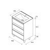 Meuble salle de bains + Vasque 60cm 3 tiroirs Chêne Naturel ATTILA - SALGAR 105141