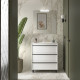 Meuble salle de bains + Vasque 80cm 3 tiroirs White Satin ATTILA - SALGAR 105144