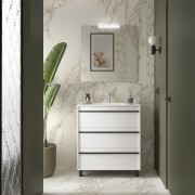 Meuble salle de bains + Vasque 80cm 3 tiroirs White Satin - SALGAR 105144