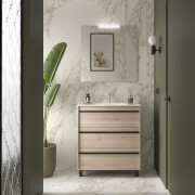 Meuble salle de bains + Vasque 80cm 3 tiroirs Chêne Naturel ATTILA - SALGAR 105149