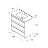 Meuble salle de bains + Vasque 80cm 3 tiroirs Chêne Naturel ATTILA - SALGAR 105149