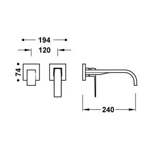 Façade mitigeur lavabo Or 24K - TRES 20230024OR
