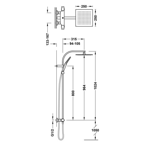 Colonne de douche thermostatique 2 voies Chrome - TRES 19039311
