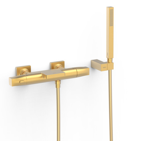 Robinet thermostatique mural pour baignoire et douche Or Mat 24K - TRES 19017489OM