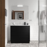 Meuble salle de bains + Vasque 100cm 3 tiroirs Black Satin ATTILA - SALGAR 105153