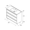 Meuble salle de bains + Vasque 100cm 3 tiroirs Noyer Maya ATTILA - SALGAR 105159
