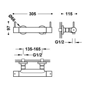 Robinet thermostatique mural pour douche avec leviers ergonomiques PMR Chrome - TRES 19026410