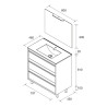 Meuble salle de bains 80cm 3 tiroirs Noyer Maya ATTILA - SALGAR 105219