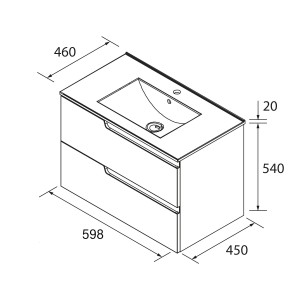 Meuble vasque de salle de bain 60cm 2 Tiroirs Noyer Maya VIMA - SALGAR 113495