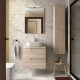Meuble salle de bain 60cm 2 Tiroirs Chêne Naturel VIMA avec Plan de toilette - SALGAR 113634