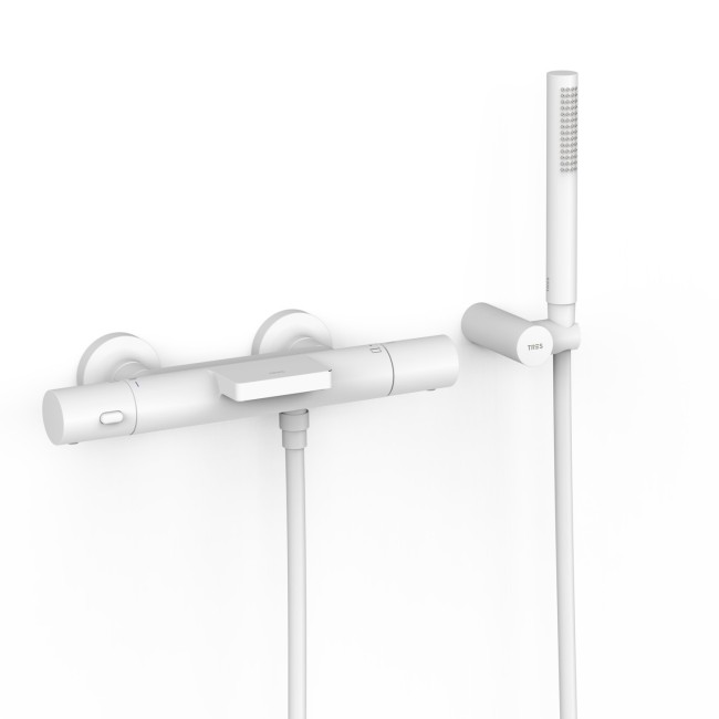 Robinet thermostatique mural pour baignoire et douche Blanc mat - TRES 19017428BM