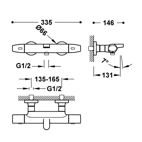 Ensemble douche bain-douche thermostatique Blanc mat - TRES 19017439BM