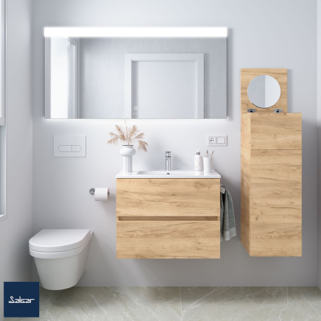 Meuble salle bain FUSSION LINE 500 F40 2 tiroirs chêne africain 697x540x385mm - SALGAR 96696