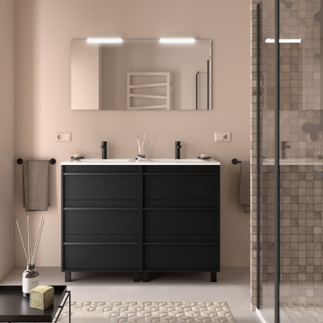 Ensemble Salle De Bains Attila 120 6 Tiroirs Black Satin - SALGAR 105161