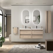 Meuble salle de bains + Vasque 140cm 4 tiroirs Chêne Naturel ATTILA - SALGAR 104844