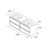 Meuble salle de bains + Vasque 140cm 4 tiroirs Chêne Naturel ATTILA - SALGAR 104844
