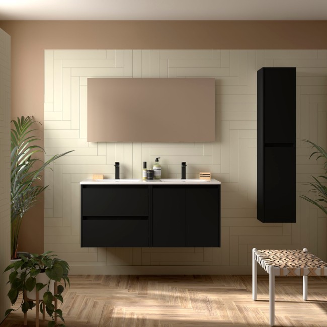Ensemble Salle De Bains Noja 120 2 Portes 2 Tiroirs Black Satin - SALGAR 113420
