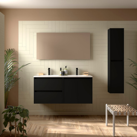 Ensemble Salle De Bains Noja 120 2 Portes 2 Tiroirs Black Satin - SALGAR 113420