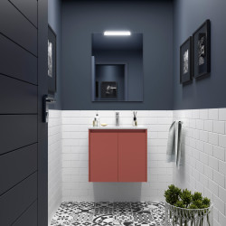 Meuble salle de bains et miroir 60cm 2 porte Red Satin NOJA - SALGAR 105278