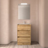 Meuble salle de bains 60cm 3 tiroirs et miroir Chêne Africain NOJA - SALGAR 105626