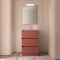 Ensemble Salle De Bains Noja 60 3 Tiroirs Red Satin - SALGAR 105624