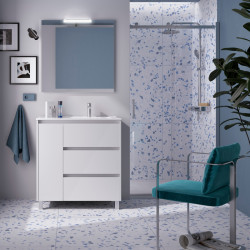 Ensemble Salle De Bains Noja 85 3 Tiroirs 1 Porte White Gloss Gauche - SALGAR 105646
