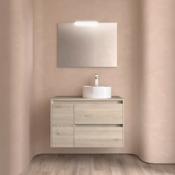 Ensemble Salle De Bains Noja 85 2 Tiroirs 1 Porte Chêne Naturel Gauche avec plan de toilette - SALGAR 105495