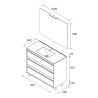 Meuble salle de bains 100cm 3 tiroirs Black Satin ATTILA - SALGAR 105221