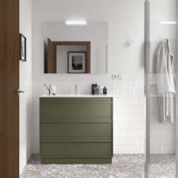 Meuble salle de bains 100cm 3 tiroirs Green Satin ATTILA - SALGAR 105223