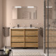 Meuble salle de bains 120cm 6 tiroirs Chêne Africain ATTILA - SALGAR 105235