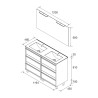 Meuble salle de bains 120cm 6 tiroirs Chêne Africain ATTILA - SALGAR 105235