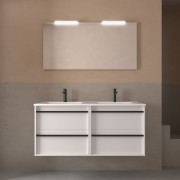 Meuble salle de bains + Vasque 120cm 4 tiroirs White Satin ATTILA - SALGAR 104831